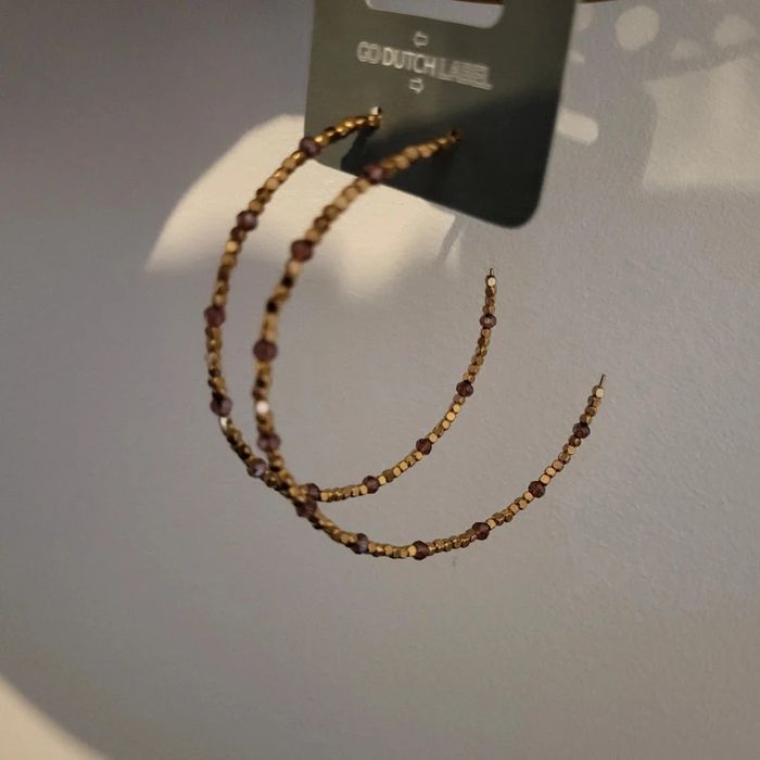 Demi créoles perles dorées - photo numéro 2