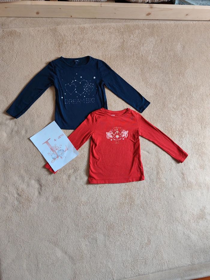 Lot 2 tee-shirts manches longues 4 ans Kiabi
