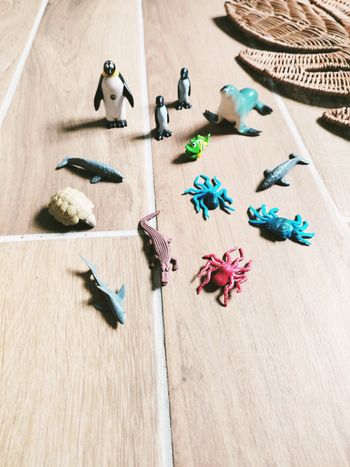 🐧Lot divers animaux marins crabes, pinguin..Montessori en plastique