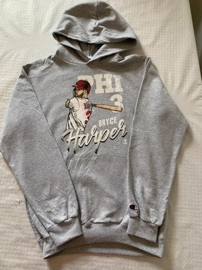 Sweat à capuche Champion Gris - Thème Baseball « Phi Bryce » - photo numéro 5