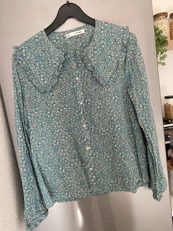 Chemise femme col Claudine fleurs vintage