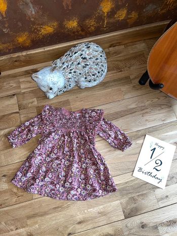 Jolie robe vieux rose fleurie vertbaudet très bon état 6mois/67cm