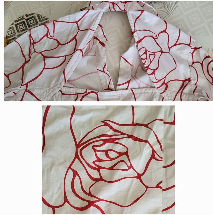 Phard Diamond Chemisier TS/TFr36 - Manche 3/4-Blanc&Rouge- Col V & Décolleté Dos - photo numéro 4