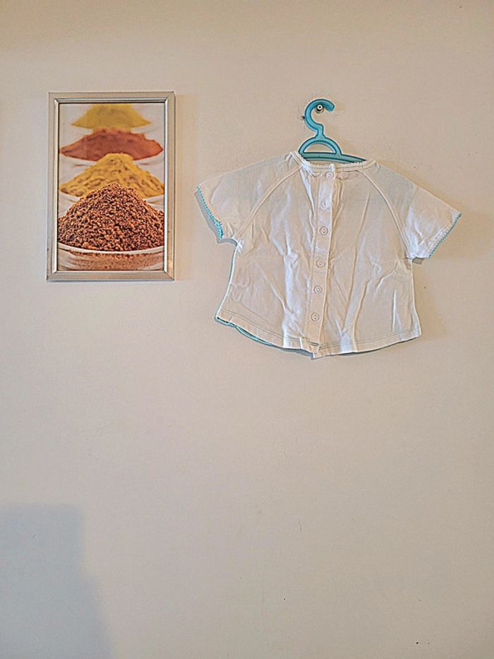 Joli petit t shirt blanc et turquoise la compagnie des petits Taille 18 mois - photo numéro 5