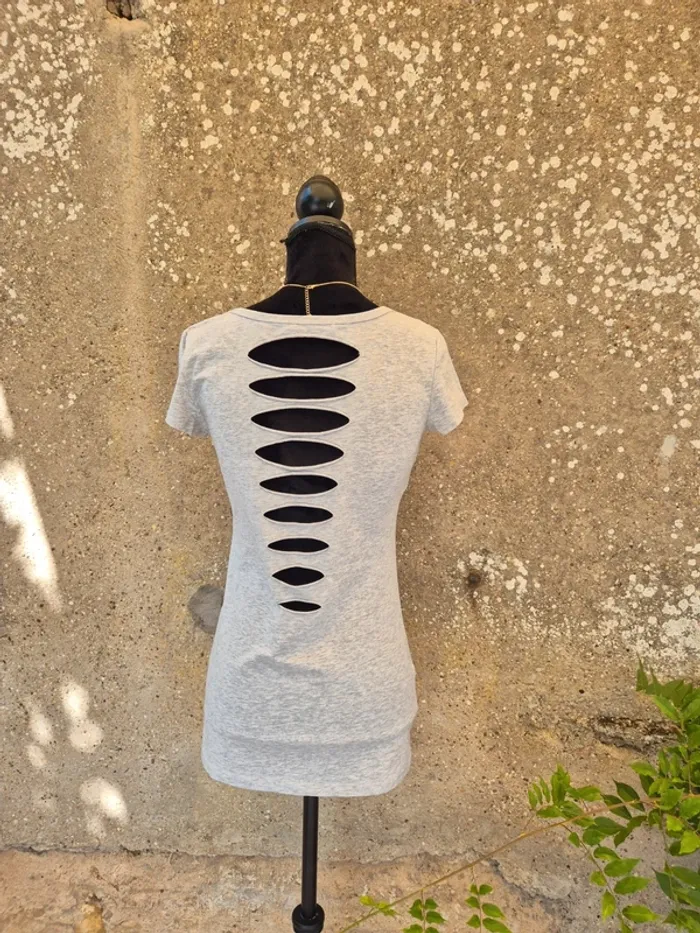 T-Shirt Tête de Mort gris coton T.36/38 - photo numéro 2