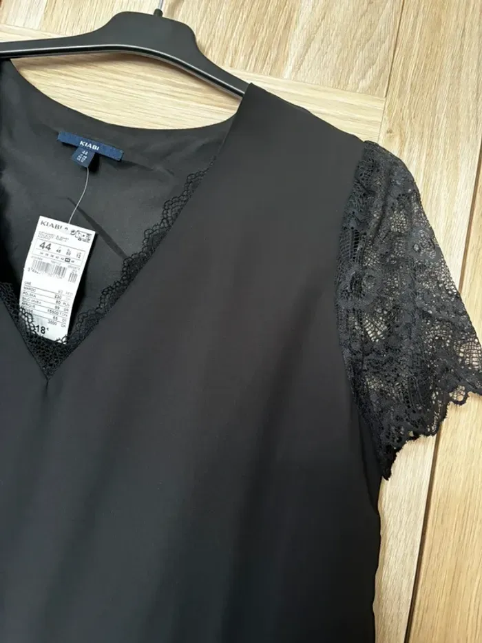 Robe voile noir dentelle KIABI t.44 - photo numéro 2