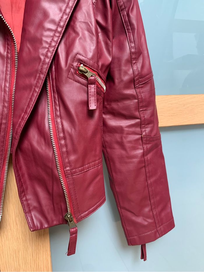 veste en cuir bordeau - photo numéro 4