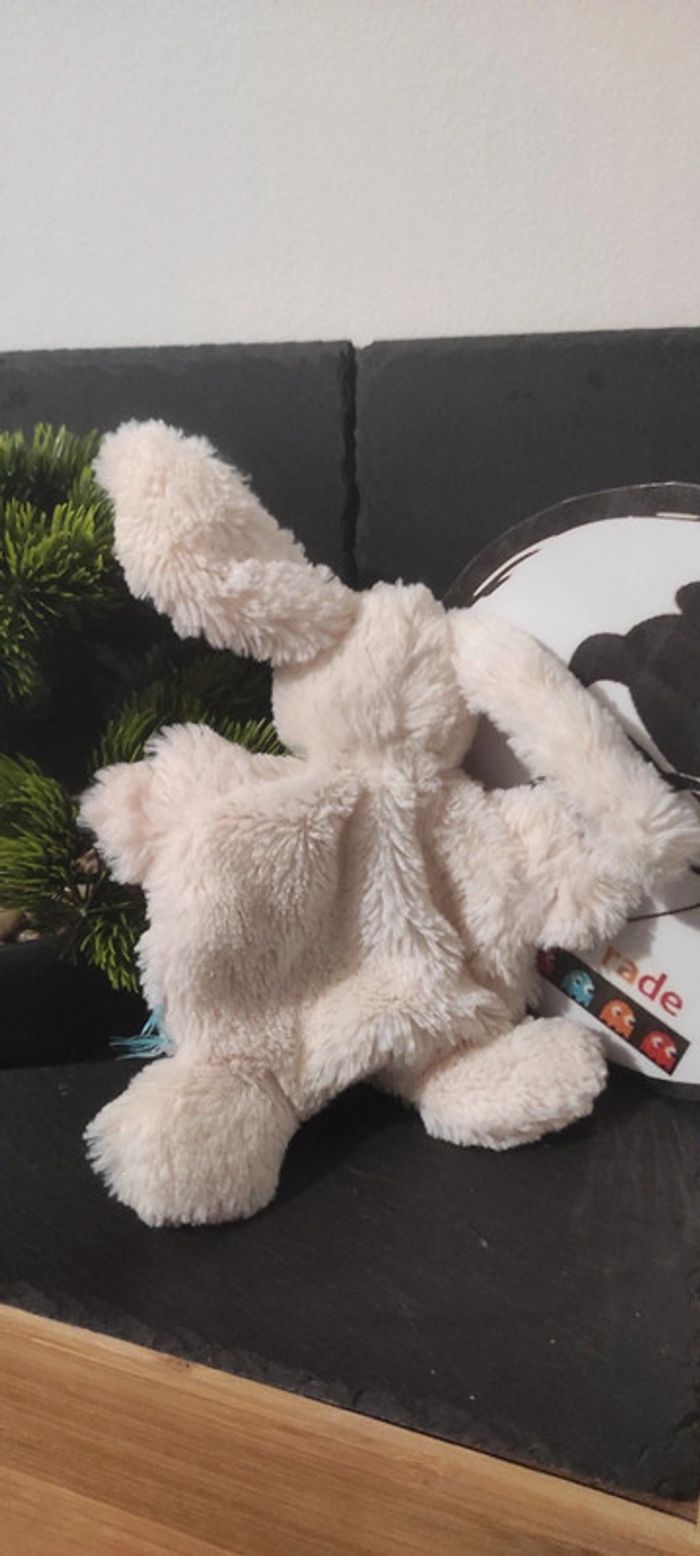 doudou lapin plat baby nat mauve violet rond croix blanc câlin - photo numéro 2