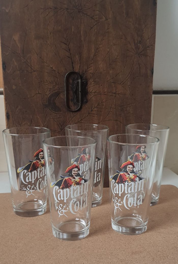 Lot de 5 verres "Captain & Cola"