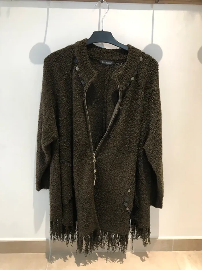 Gilet en maille marron taille unique - photo numéro 2