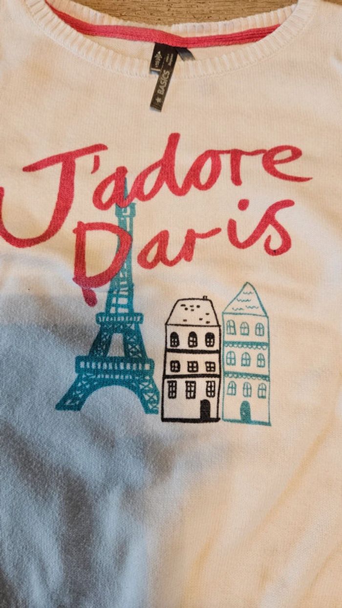 Pull léger blanc à manches longues, col rond J aime Paris, Orchestra, 4 ans - photo numéro 4