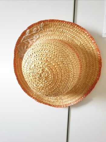 chapeau unique de paille été en osier vintage ancien