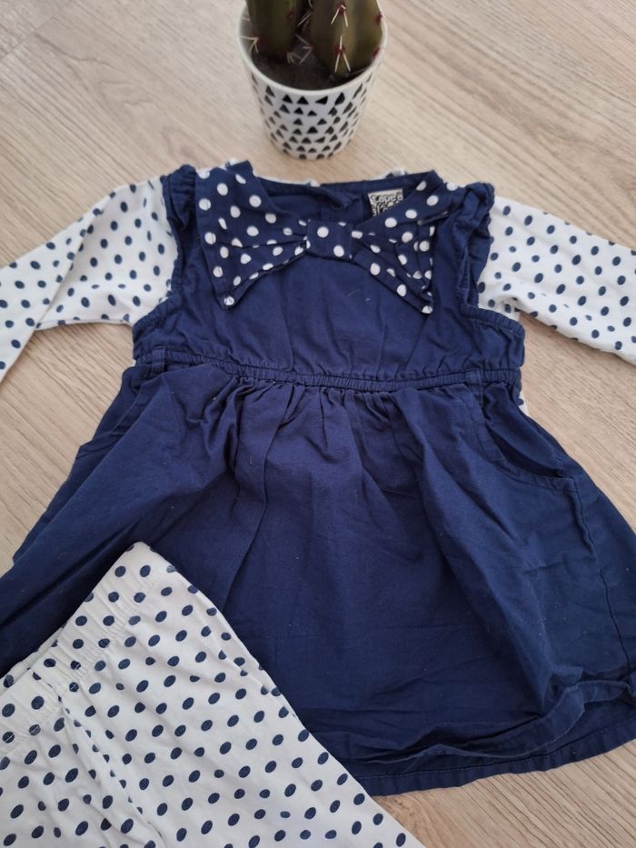 Ensemble 6 mois fille robe bleu marine - photo numéro 2