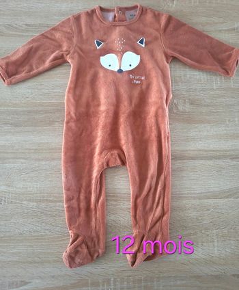 Pyjama velour renard 12 mois