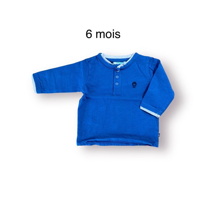 Obaïbi T-shirt bleu manches longues Taille 6 mois