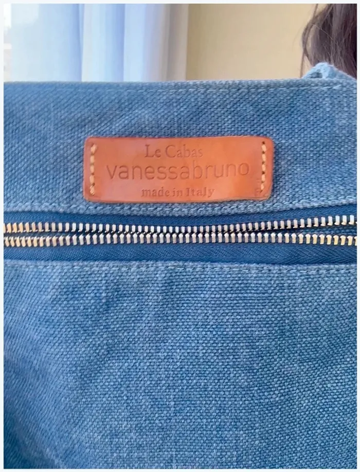 Sac Vanessa Bruno en lin bleu jeans très bon état - photo numéro 5
