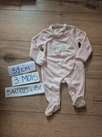 Pyjama velours Obaïbi  59 cm (3 mois)