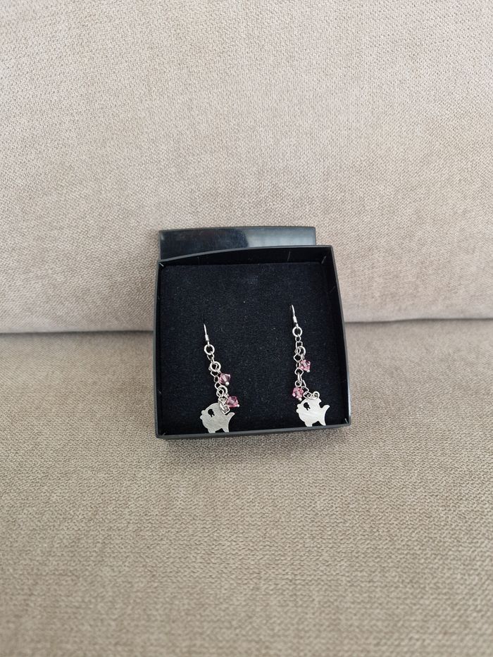 Boucles d'oreilles pendantes poissons argent 925/1000 - photo numéro 2