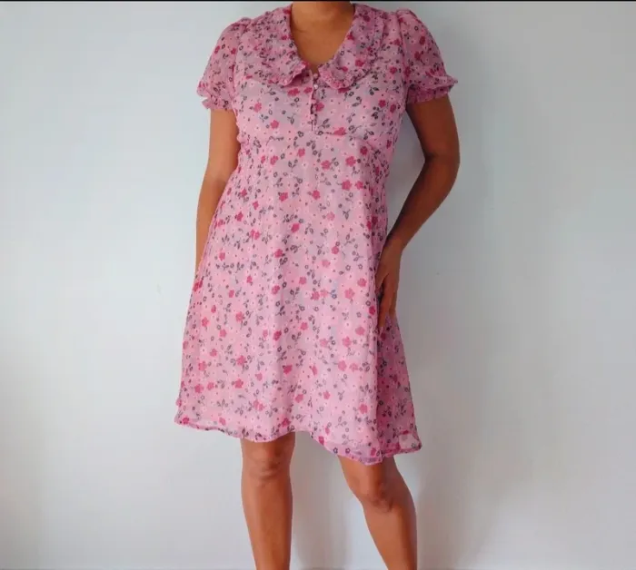 Robe d'été courte vintage rétro champêtre romantique rose fleuri taille 36 - photo numéro 4