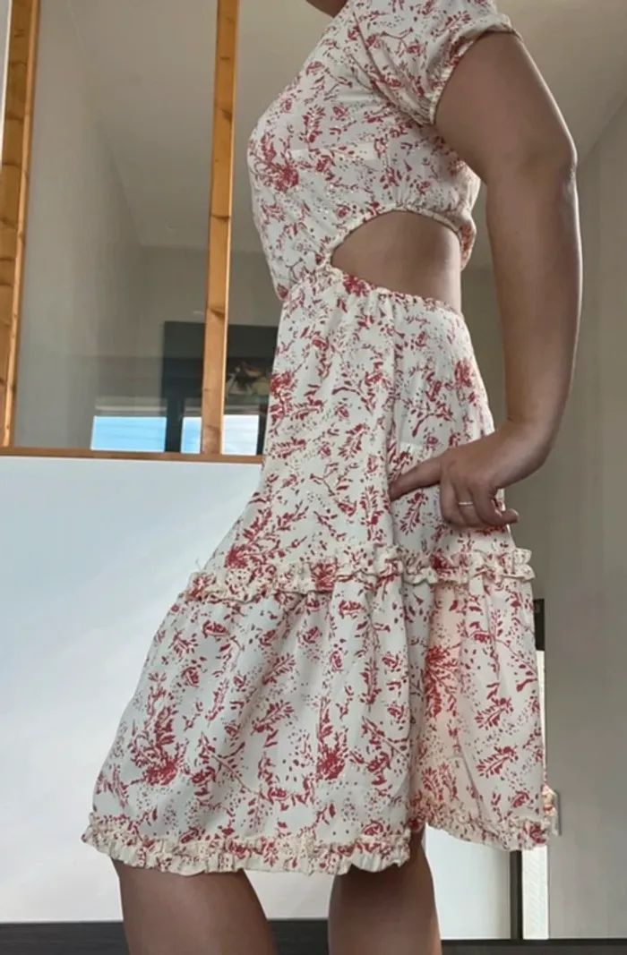 Robe dos nu sexy beige et rouge fleurs gossip - photo numéro 5