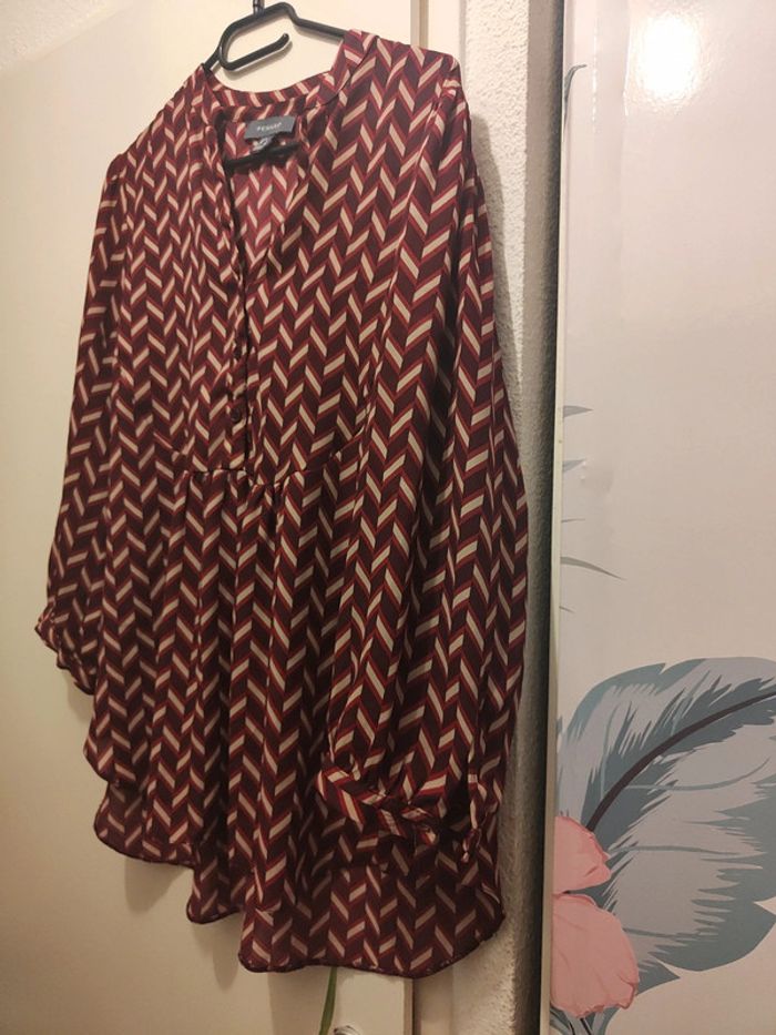 Blouse légère à motif géométrique Bordeaux - photo numéro 6