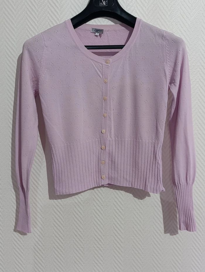 Gilet rose pâle ajouré zamba taille 3