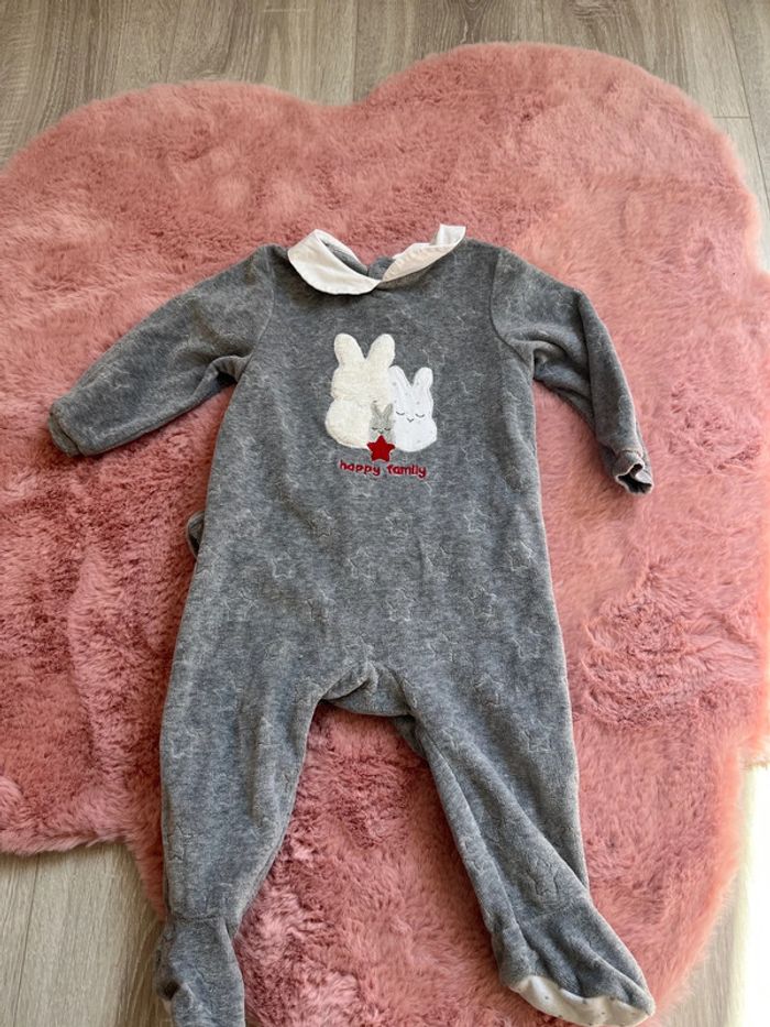 2 pyjamas 9 mois velours hiver mixte - photo numéro 4