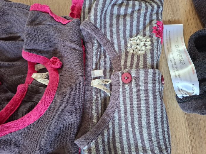Ensemble 4 pièces gris/rose: robe+ gilet +collant +T shirt assortis Orchestra 9 mois - photo numéro 4