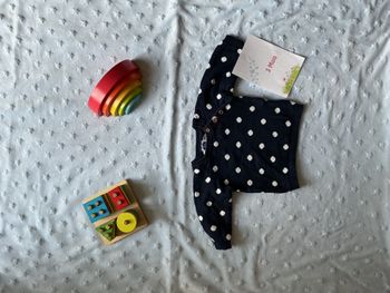 pull col rond marine à pois blanc 3 mois mots d'enfants