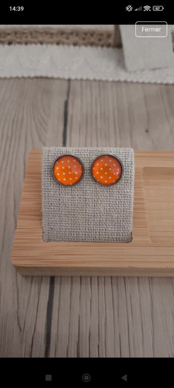 Boucles d'oreilles orange à pois