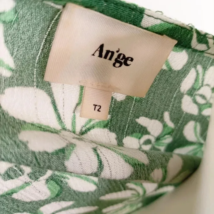 Robe portefeuille verte An'ge imprimé floral manches courtes volants taille M A436 - photo numéro 6
