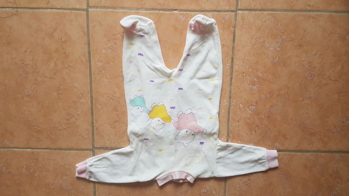 Grenouillère fille 6 mois blanche à motifs