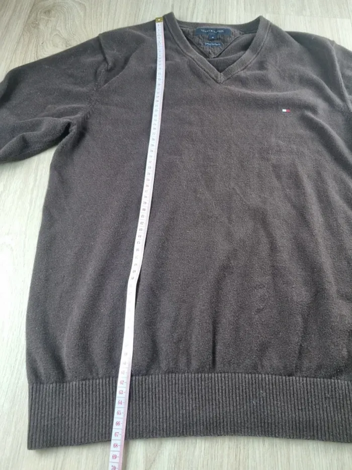 Pull a col V marron Cashmere Tommy Hilfiger Homme Taille S - photo numéro 3