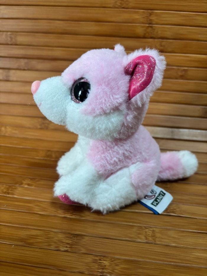 Doudou renard rose blanc yeux paillettes nature planet - photo numéro 3