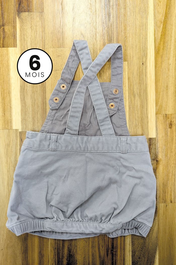 Robe Salopette Grise - bébé fille 6 mois - photo numéro 2