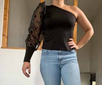 Haut une manche sexy pois