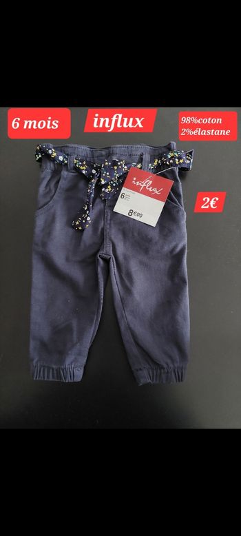 Pantalon serré en bas avec ceinture fille 6mois 