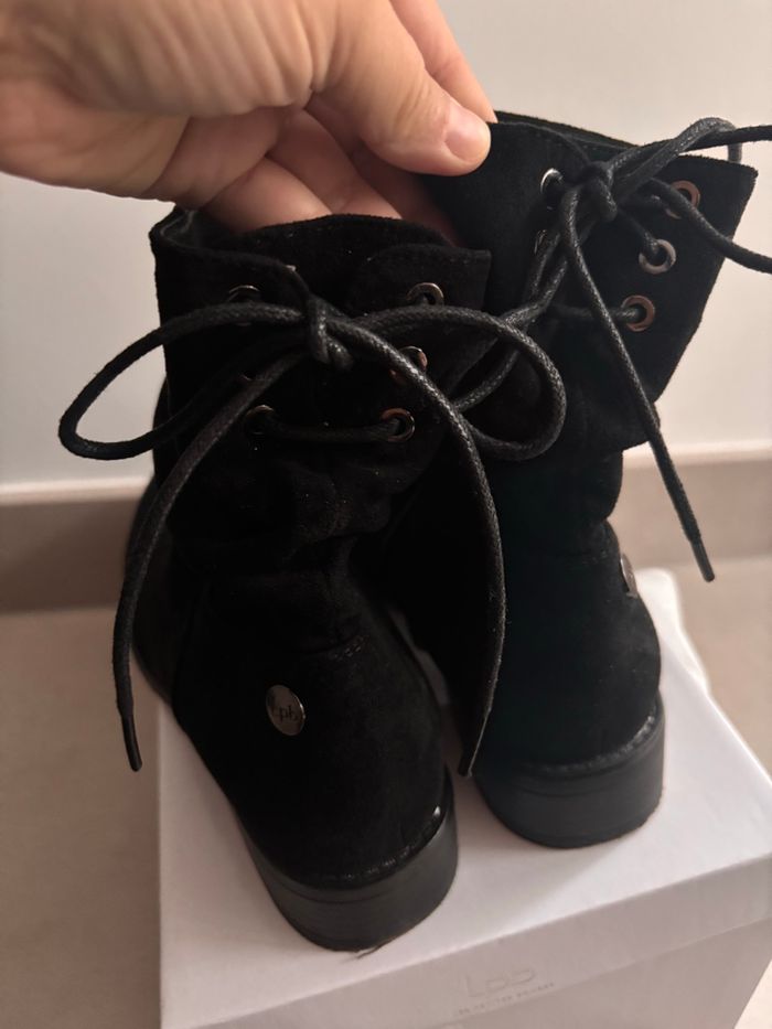 Botines noir LPB en suedine avec lacet cheville pointure 38 - photo numéro 4
