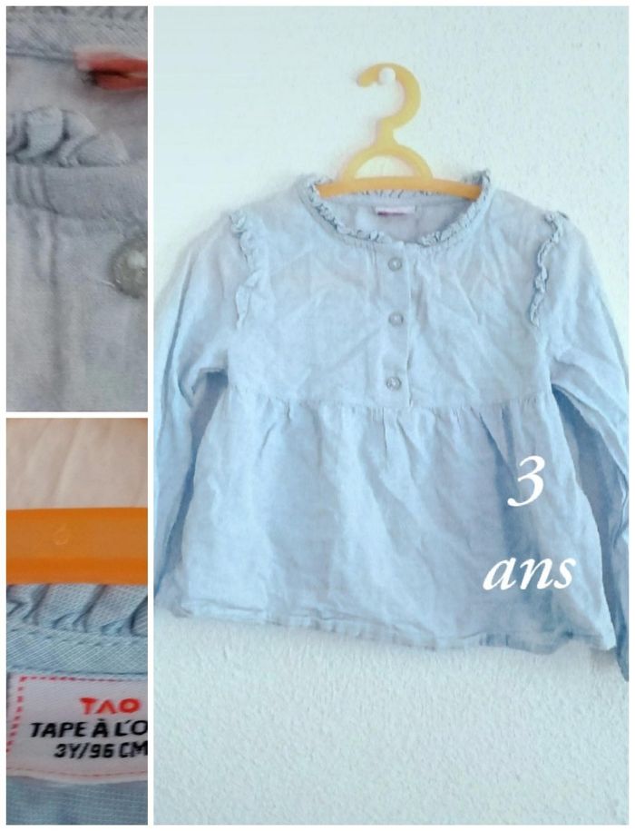 3 ans tao blouse chemise bleu clair print été /Excellent état - photo numéro 7