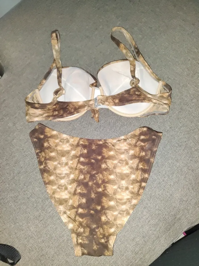 Maillot de bain 2 pièces imprimé marron - photo numéro 4