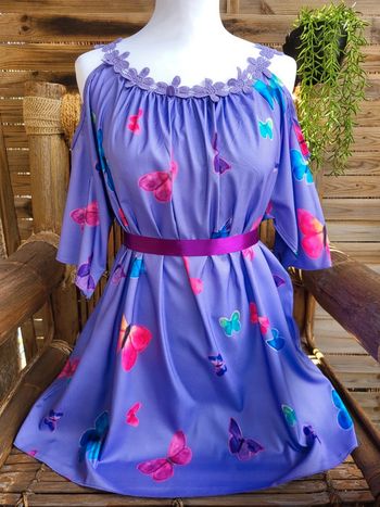 Blouse fluide broderie papillon violet multicolore taille 50