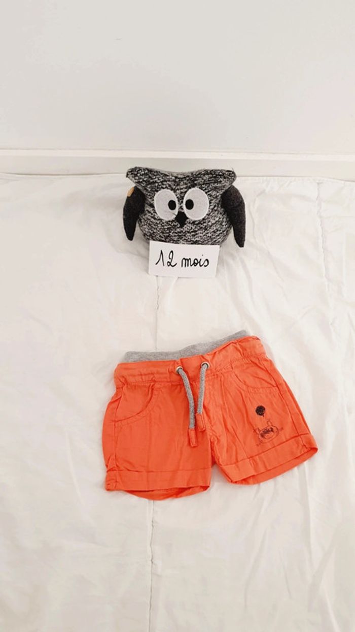 Short petit monstre orange et gris bébé mixte 12 mois
