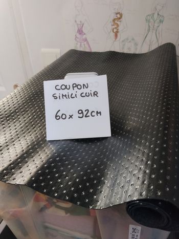 Coupon tissu simili cuir noir pailleté, couture, loisirs créatifs, cosplay