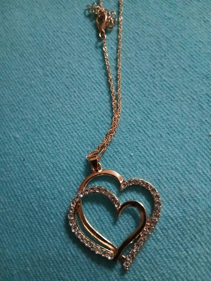 Collier doree 2 cœurs neuf - photo numéro 2