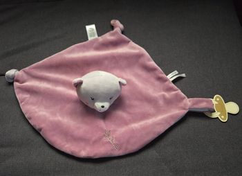 Doudou chat / ours  plat mauve - Bamboo- Gipsy