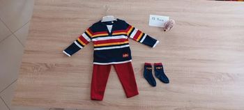 Ensemble bébé garçon 3 pièces manches longues + pantalon + chaussettes taille 18 mois