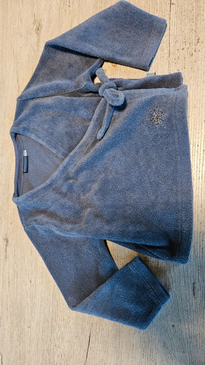 Gilet à manches longues cache coeur gris tirant sur le bleu, style épongz, I'Kids, 5 ans - photo numéro 3