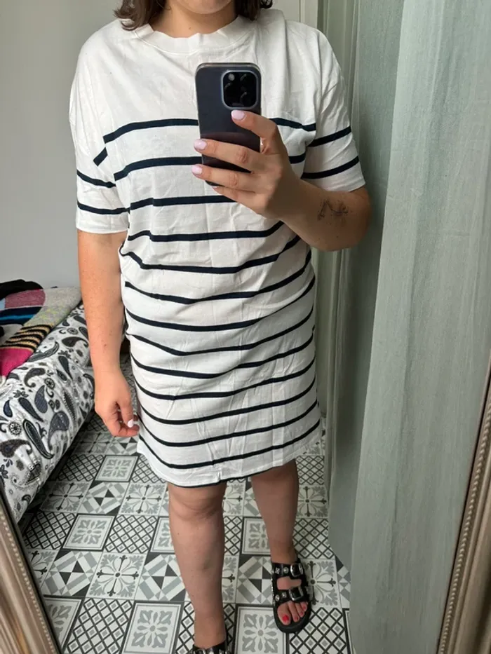 Robe teeshirt marinière - photo numéro 4