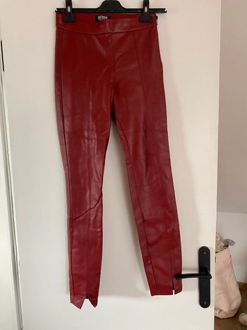 Legging similicuir bordeaux zara