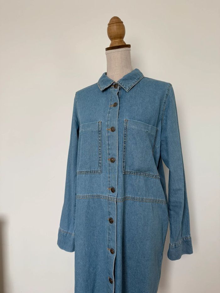 Robe jean manches fluide léger tunique bleu poches Kleid dress Vestido Vestito jurk jumpsuit femme - photo numéro 3